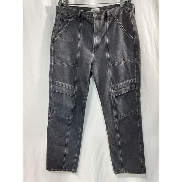 Agolde Cooper Cargo Black Cotton Denim Jean Size 31 - Picture 2 of 5